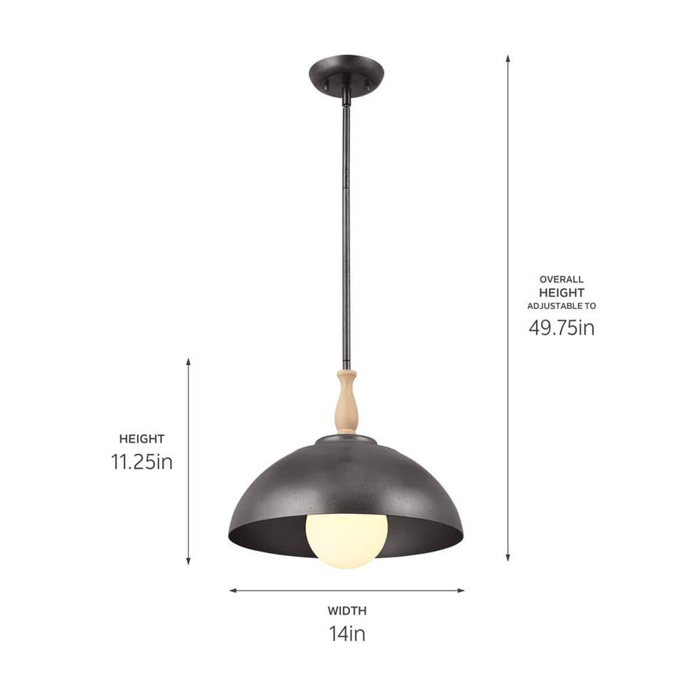 Kichler Lighting 52476AVI Anvil Iron Pendant 1lt Image 2