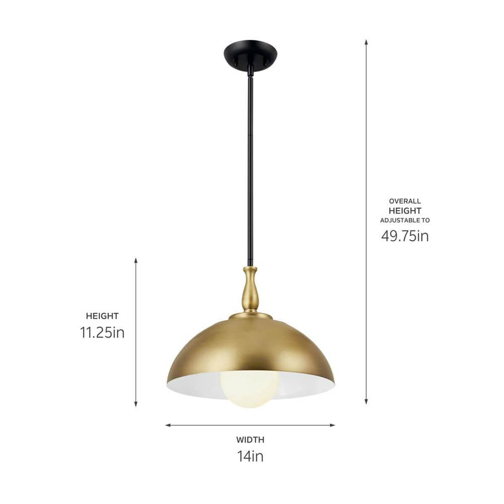 Kichler Lighting 52476NBR Natural Brass Pendant 1lt Image 2