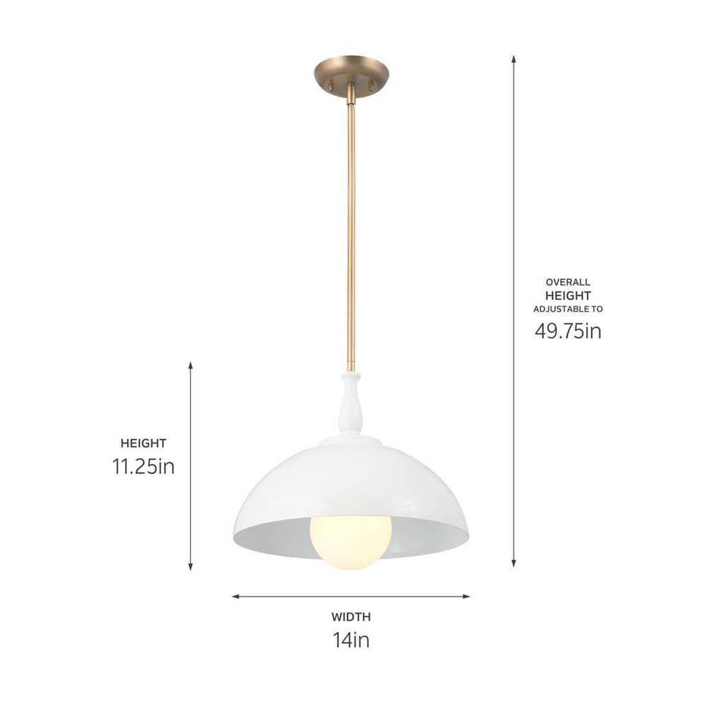Kichler Lighting 52476WH White Pendant 1lt Image 2