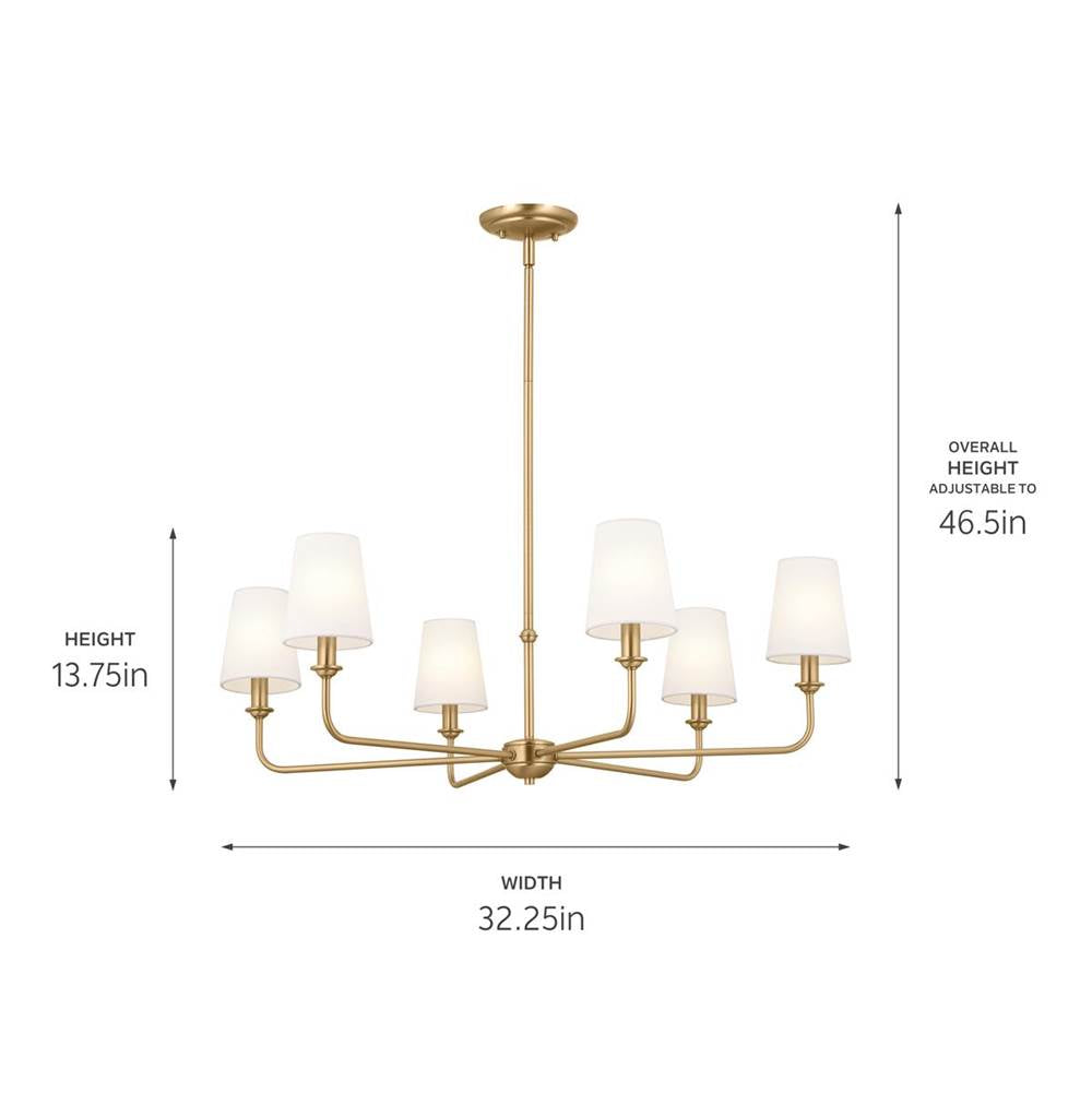 Kichler Lighting 52516BNB Brushed Natural Brass Chandelier 6lt Image 3