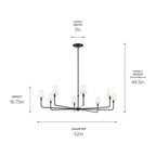 Kichler Lighting 52521BK Black Pallas 52'' Xl 8-light Round Chandelier With White Linen Shade In Black Image 2