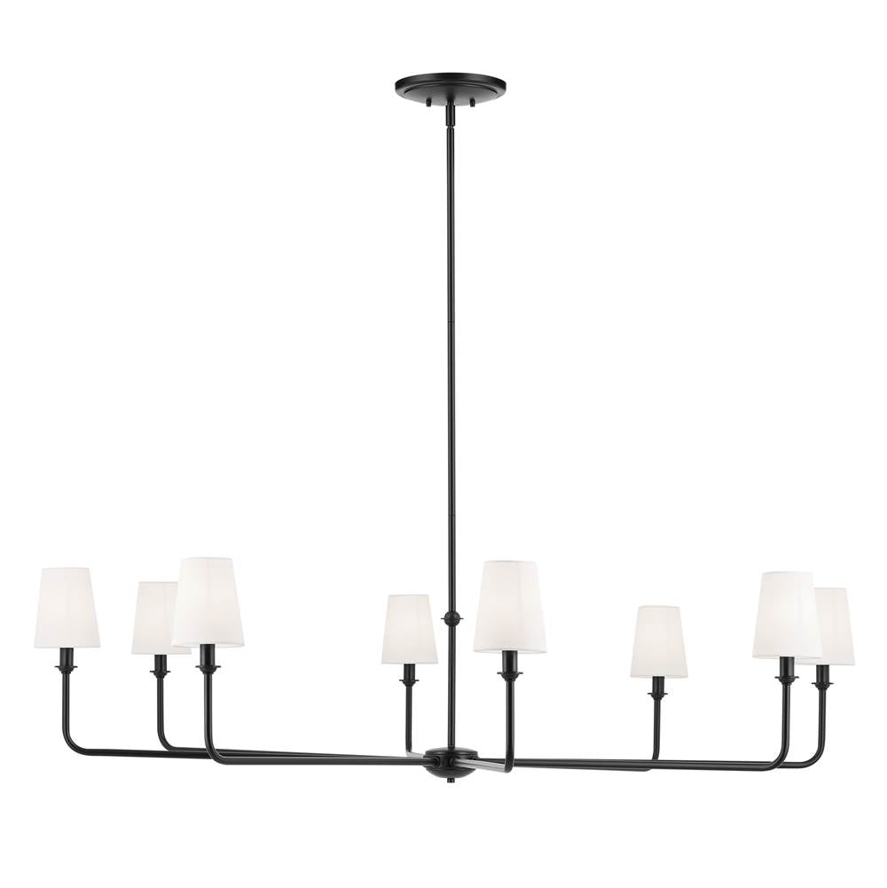 Kichler Lighting Pallas 52'' Xl 8-light Round Chandelier With White Linen Shade In Black