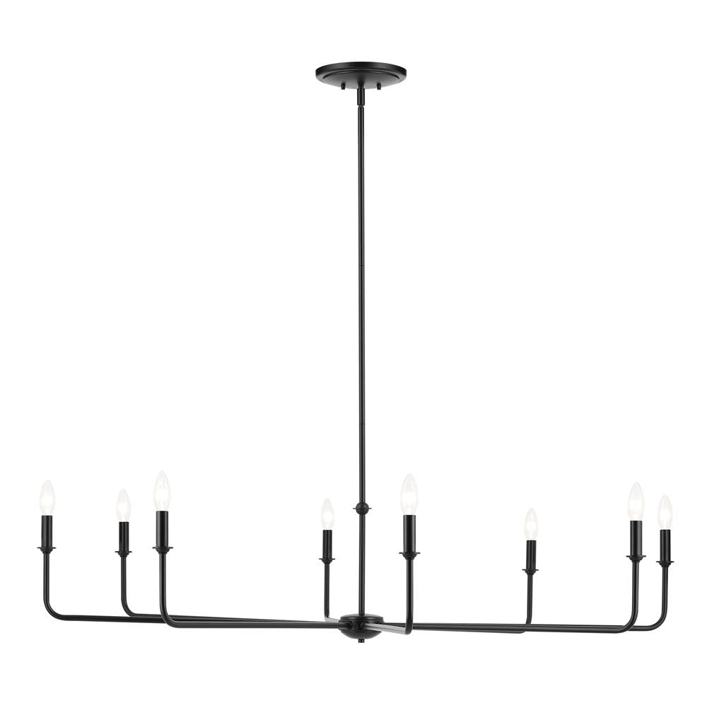 Kichler Lighting 52521BK Black Pallas 52'' Xl 8-light Round Chandelier With White Linen Shade In Black Image 7