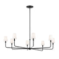 Kichler Lighting 52521BK Black Pallas 52'' Xl 8-light Round Chandelier With White Linen Shade In Black Image 1