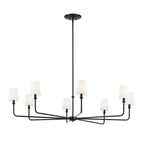 Kichler Lighting 52521BK Black Pallas 52'' Xl 8-light Round Chandelier With White Linen Shade In Black Image 1