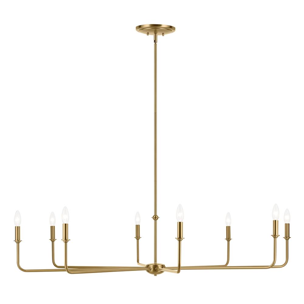Kichler Lighting 52521BNB Brushed Natural Brass Pallas 52'' Xl 8-light Round Chandelier With White Linen Shade In Brushed Natural Brass Image 7