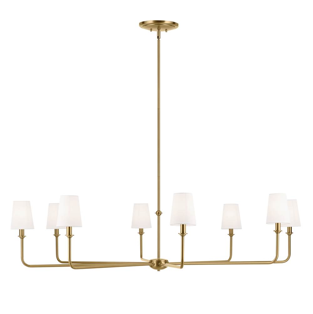 Kichler Lighting 52521BNB Brushed Natural Brass Pallas 52'' Xl 8-light Round Chandelier With White Linen Shade In Brushed Natural Brass Image 6