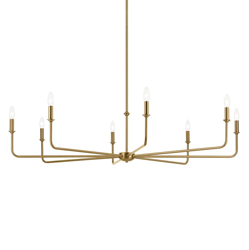 Kichler Lighting 52521BNB Brushed Natural Brass Pallas 52'' Xl 8-light Round Chandelier With White Linen Shade In Brushed Natural Brass Image 5