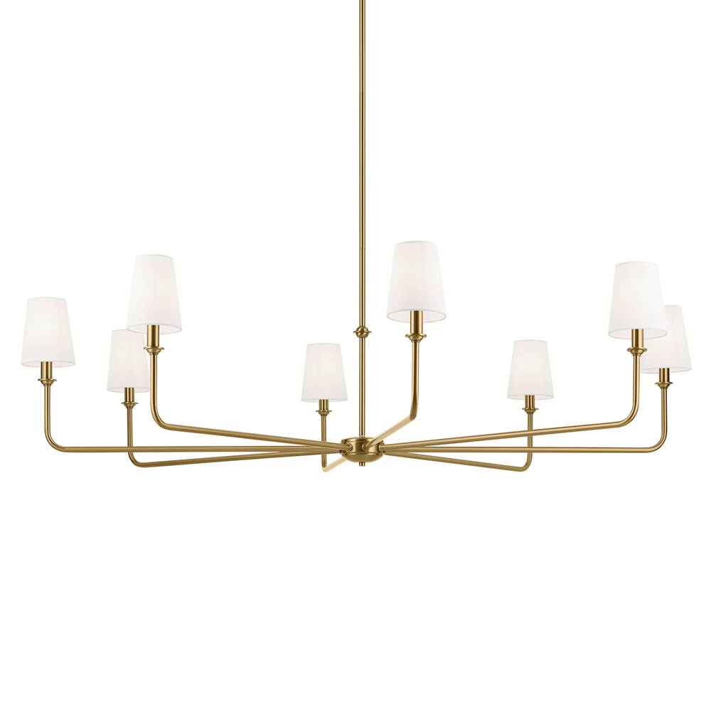 Kichler Lighting 52521BNB Brushed Natural Brass Pallas 52'' Xl 8-light Round Chandelier With White Linen Shade In Brushed Natural Brass Image 4