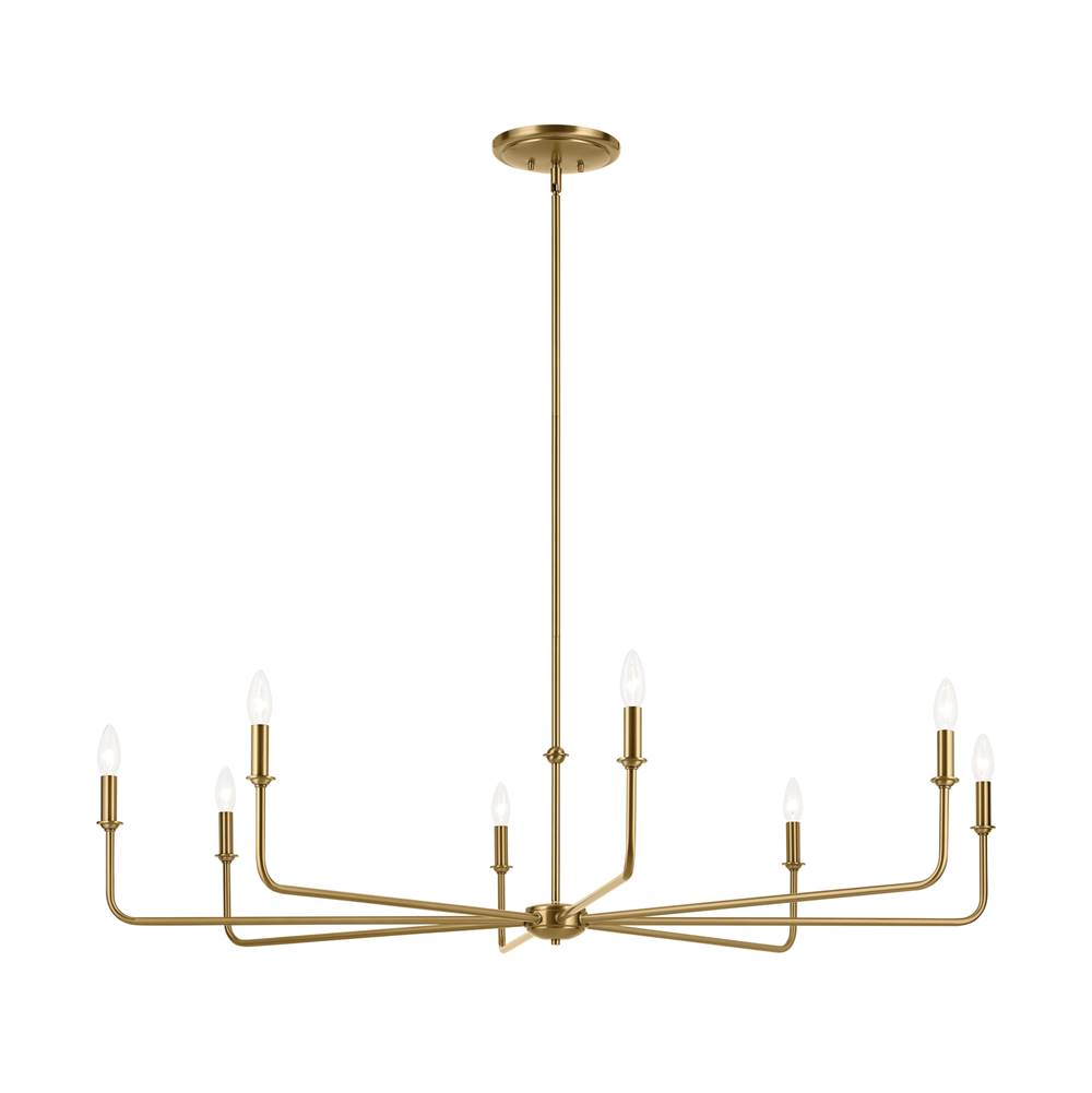 Kichler Lighting 52521BNB Brushed Natural Brass Pallas 52'' Xl 8-light Round Chandelier With White Linen Shade In Brushed Natural Brass Image 3