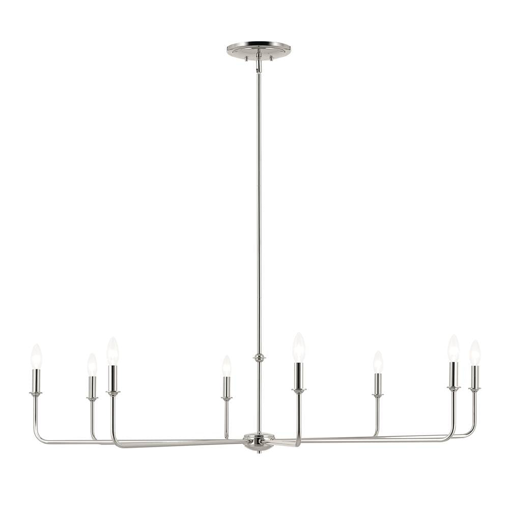 Kichler Lighting 52521PN Polished Nickel Pallas 52'' Xl 8-light Round Chandelier With White Linen Shade In Polished Nickel Image 7