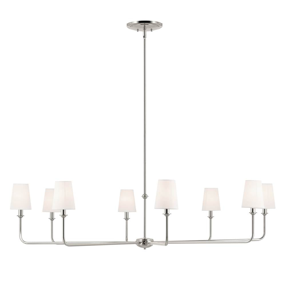 Kichler Lighting 52521PN Polished Nickel Pallas 52'' Xl 8-light Round Chandelier With White Linen Shade In Polished Nickel Image 6