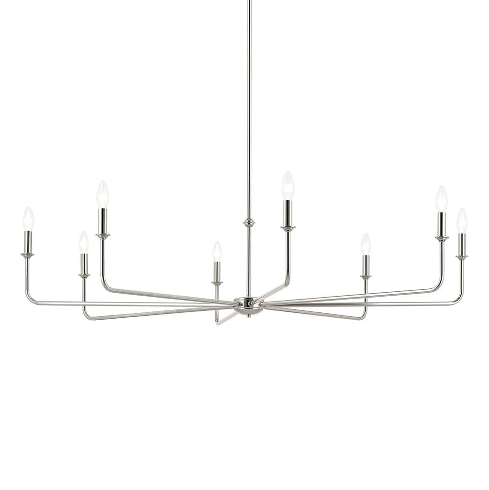 Kichler Lighting 52521PN Polished Nickel Pallas 52'' Xl 8-light Round Chandelier With White Linen Shade In Polished Nickel Image 5