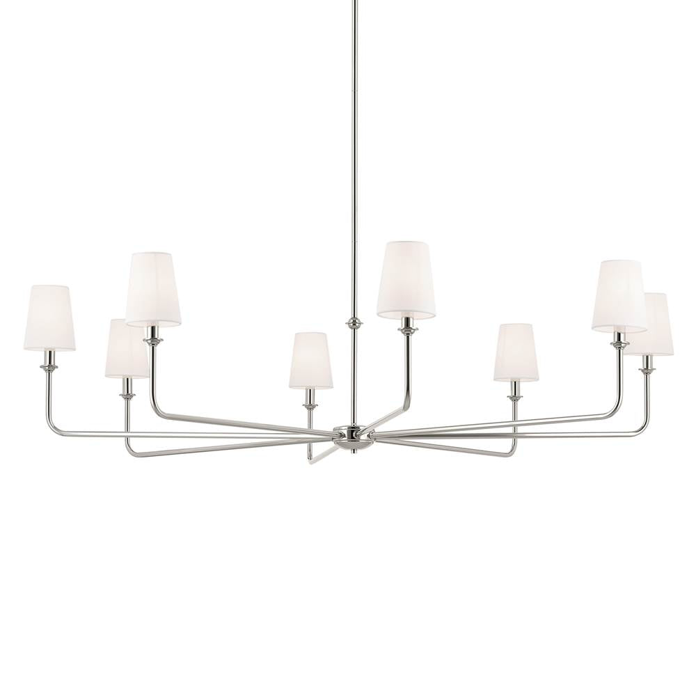 Kichler Lighting 52521PN Polished Nickel Pallas 52'' Xl 8-light Round Chandelier With White Linen Shade In Polished Nickel Image 4