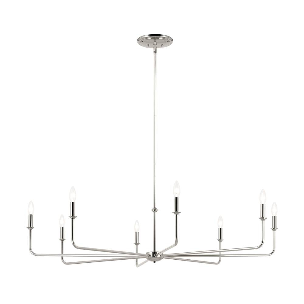Kichler Lighting 52521PN Polished Nickel Pallas 52'' Xl 8-light Round Chandelier With White Linen Shade In Polished Nickel Image 3