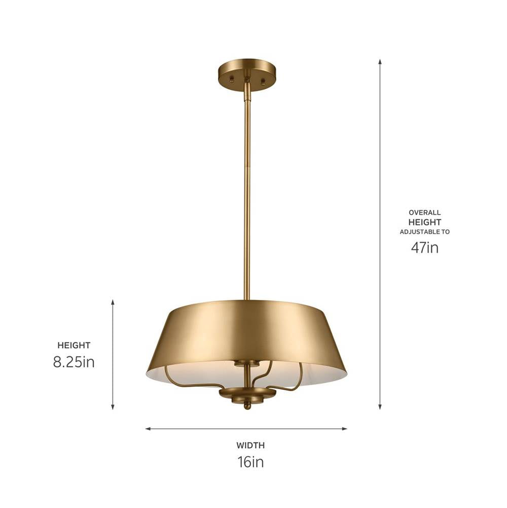 Kichler Lighting 52542BNB Brushed Natural Brass Pendant/semi Flush 3lt Image 3