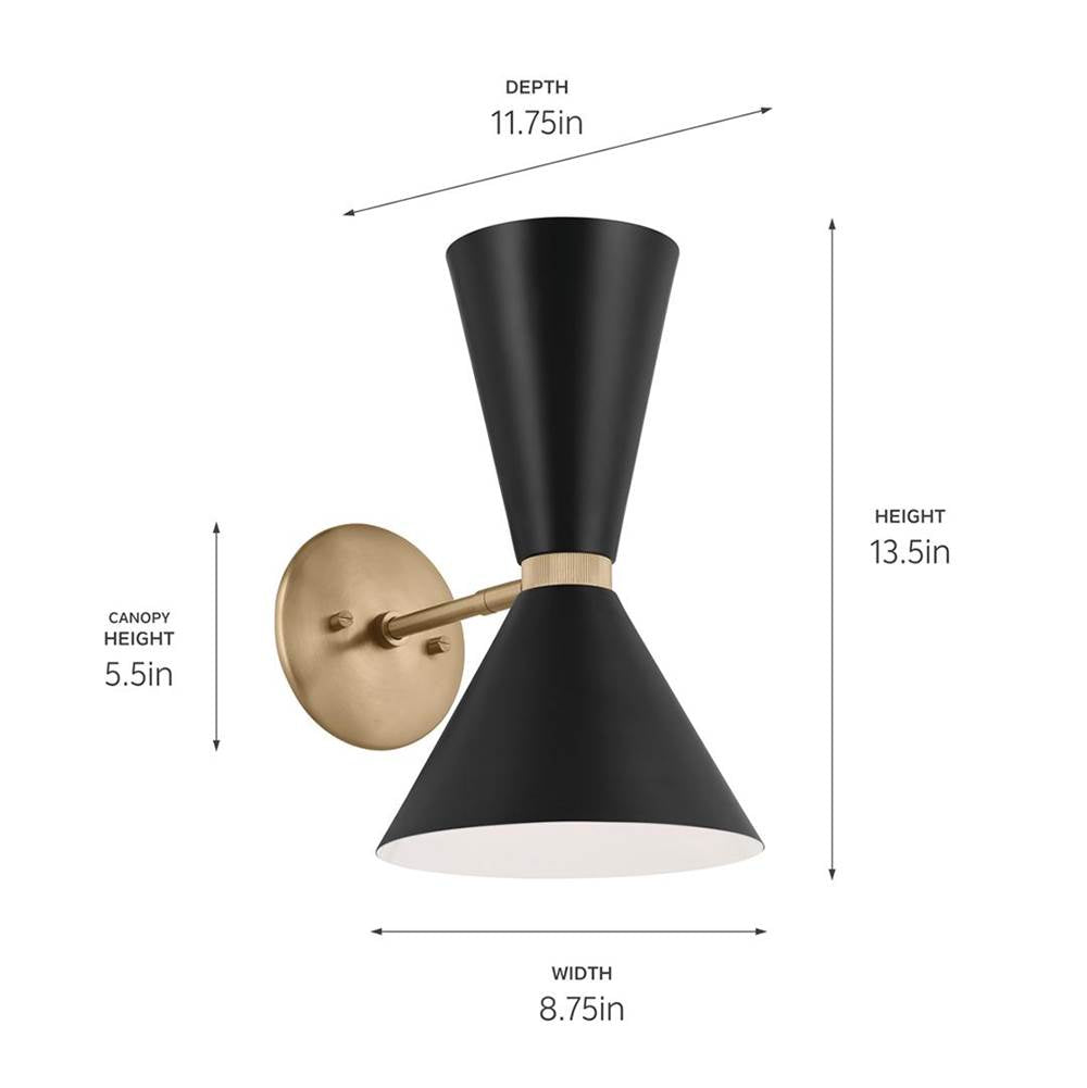 Kichler Lighting 52570CPZBK Champagne Bronze Wall Sconce 2lt Image 2