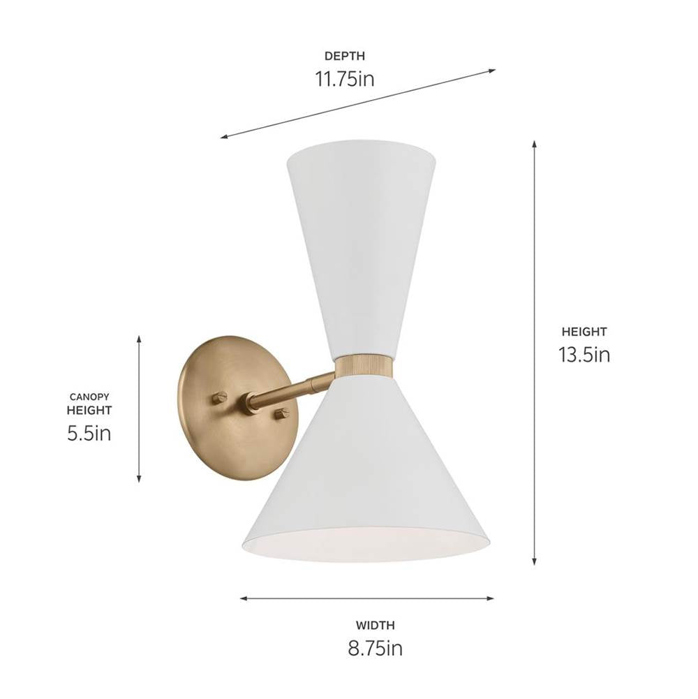 Kichler Lighting 52570CPZWH Champagne Bronze Wall Sconce 2lt Image 2
