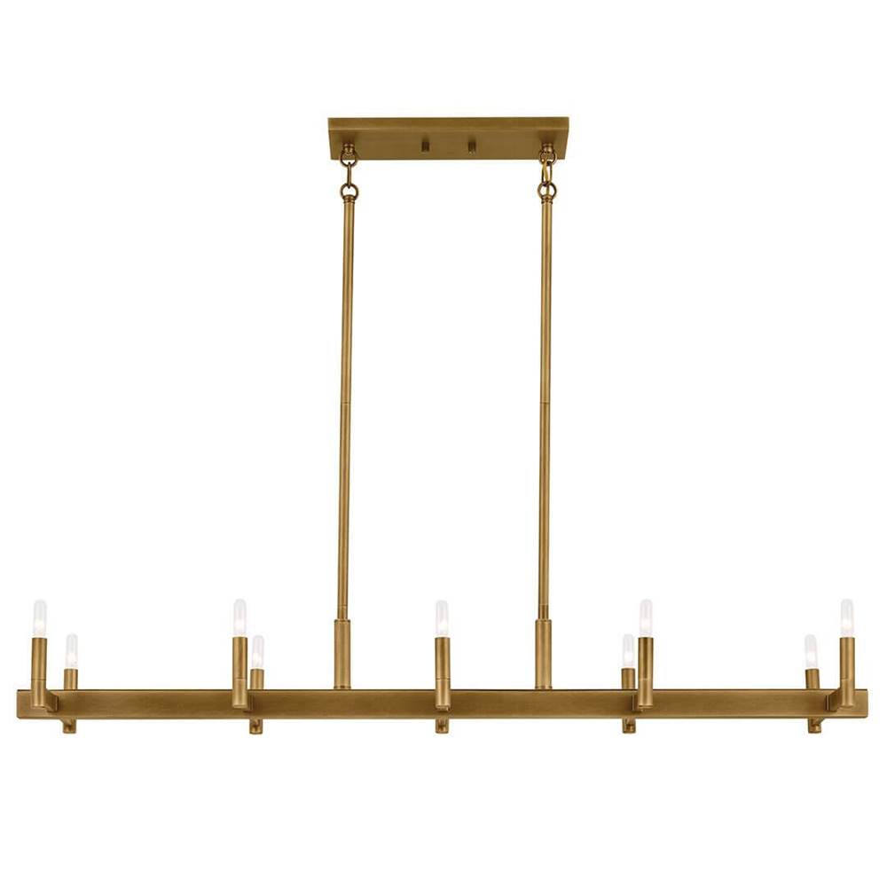 Kichler Lighting 52614NBR Natural Brass Erzo 50'' 10 Light Linear Chandelier In Natural Brass Image 3