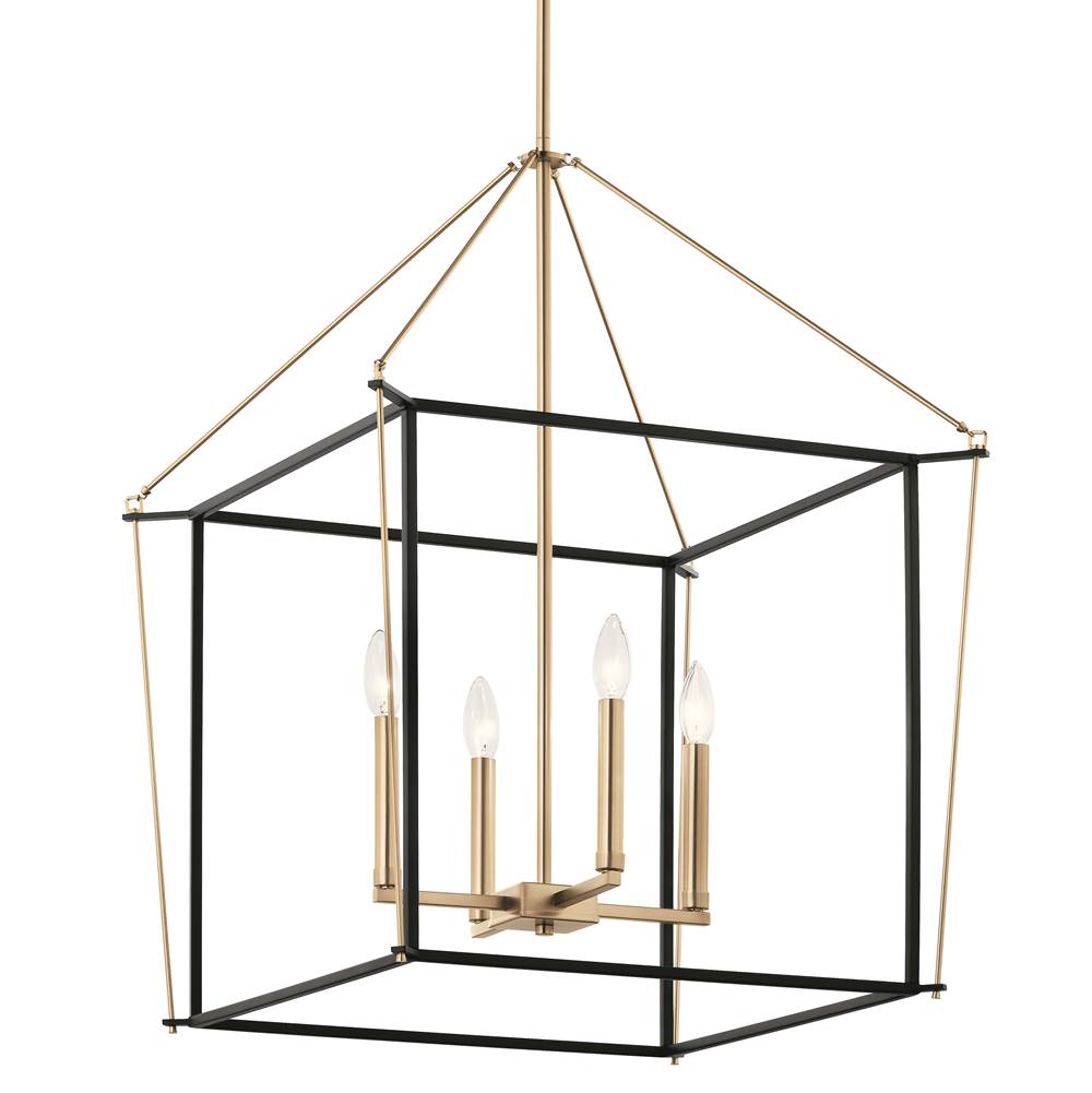 Kichler Lighting 52627CPZ Champagne Bronze Eisley 30 Inch 4 Light Foyer Pendant In Champagne Bronze And Black Image 1