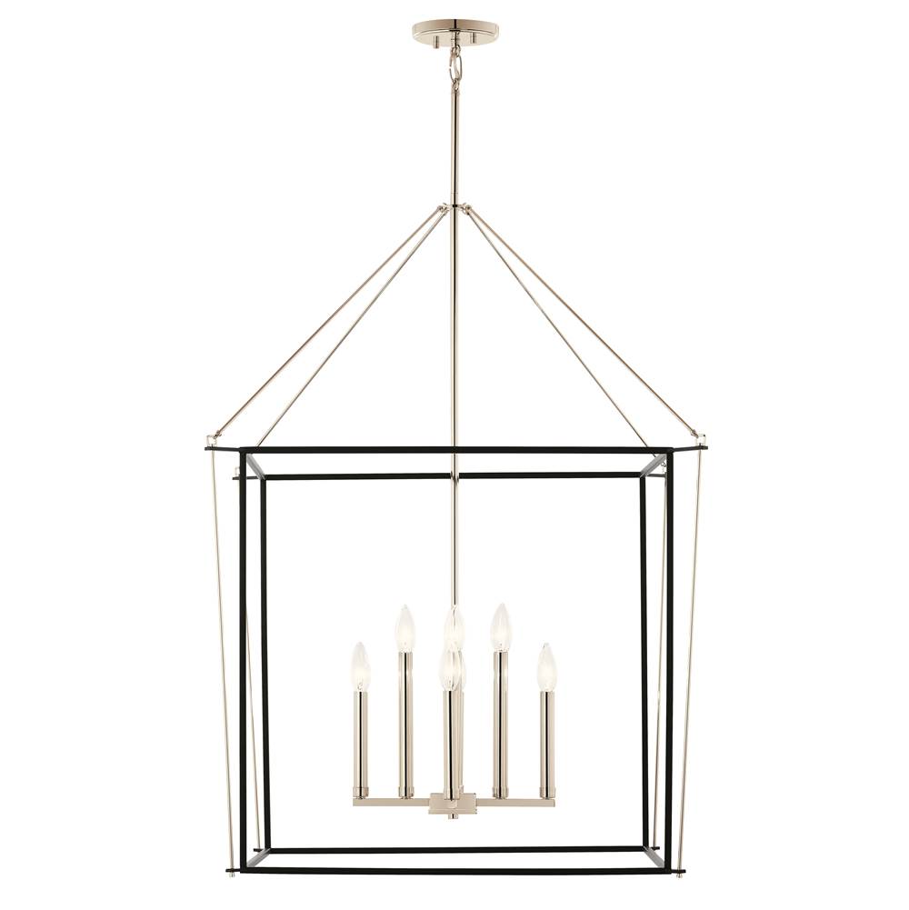 Kichler Lighting 52628PN Polished Nickel Eisley 40.25 Inch 8 Light Foyer Pendant In Polished Nickel And Black Image 1