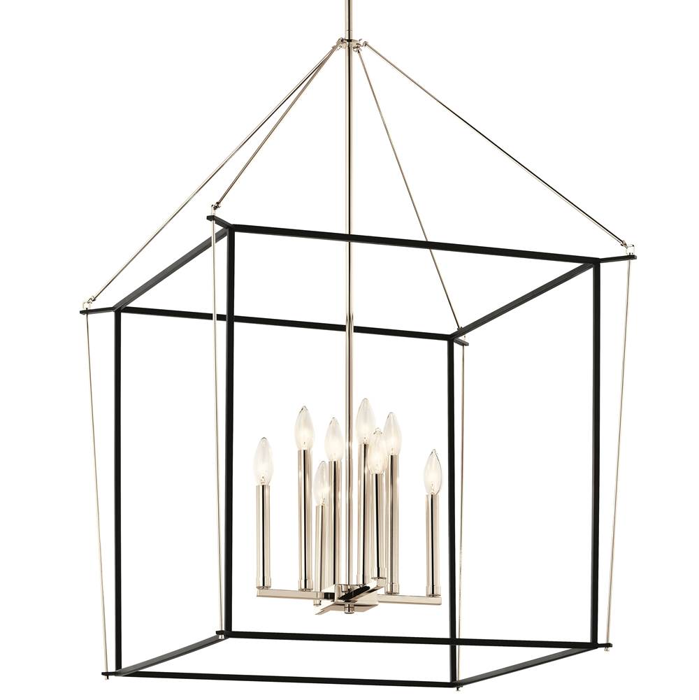 Kichler Lighting Eisley 40.25 Inch 8 Light Foyer Pendant In Polished Nickel And Black