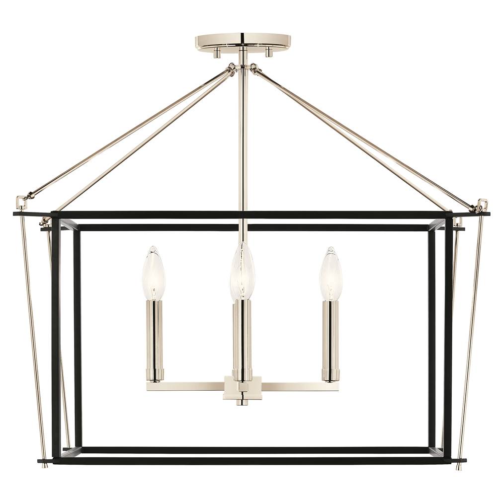 Kichler Lighting 52632PN Polished Nickel Eisley 20 Inch 4 Light Semi Flush Mount In Polished Nickel And Black Image 1