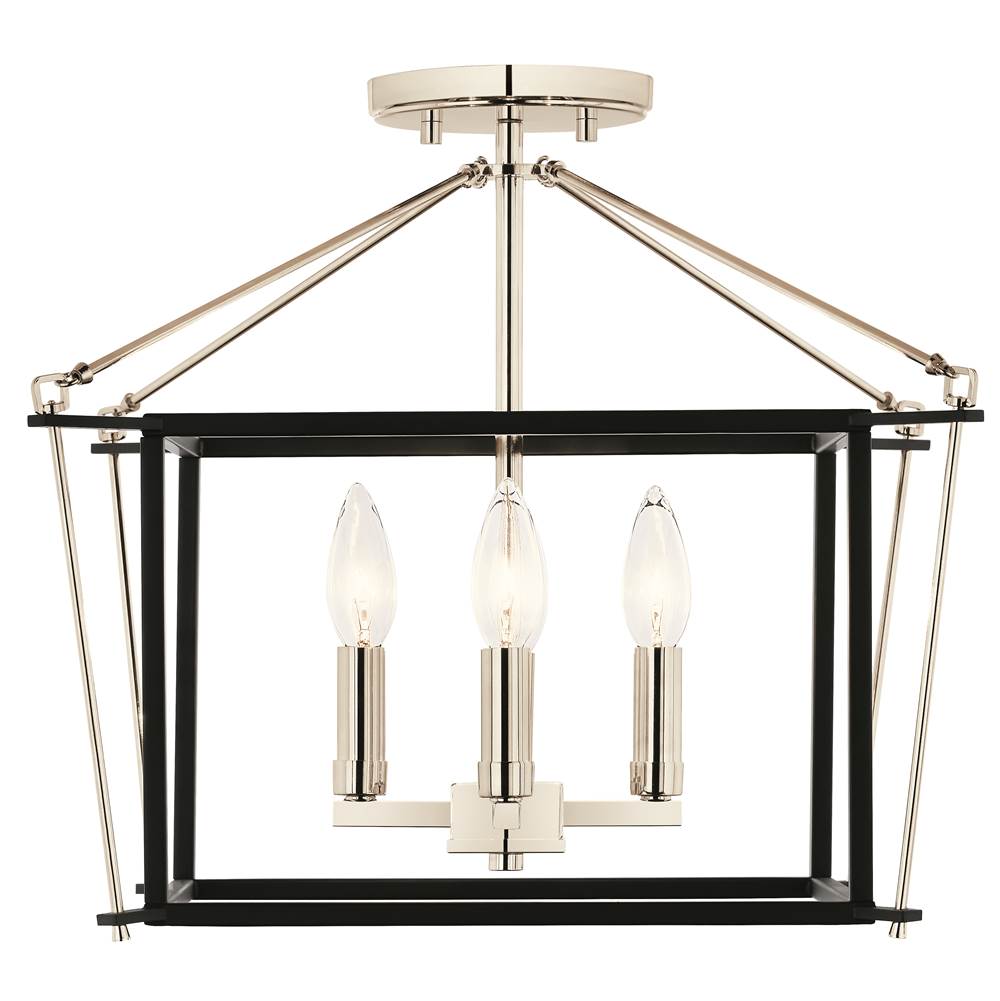 Kichler Lighting Eisley 14 Inch 4 Light Semi Flush Mount In Polished Nickel And Black