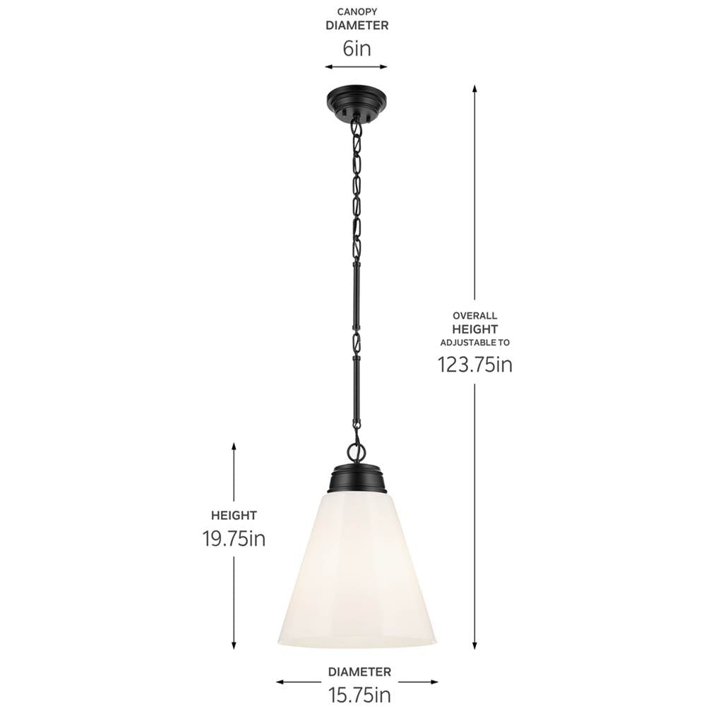 Kichler Lighting 52662BK Black Pendant Large 1lt Image 2