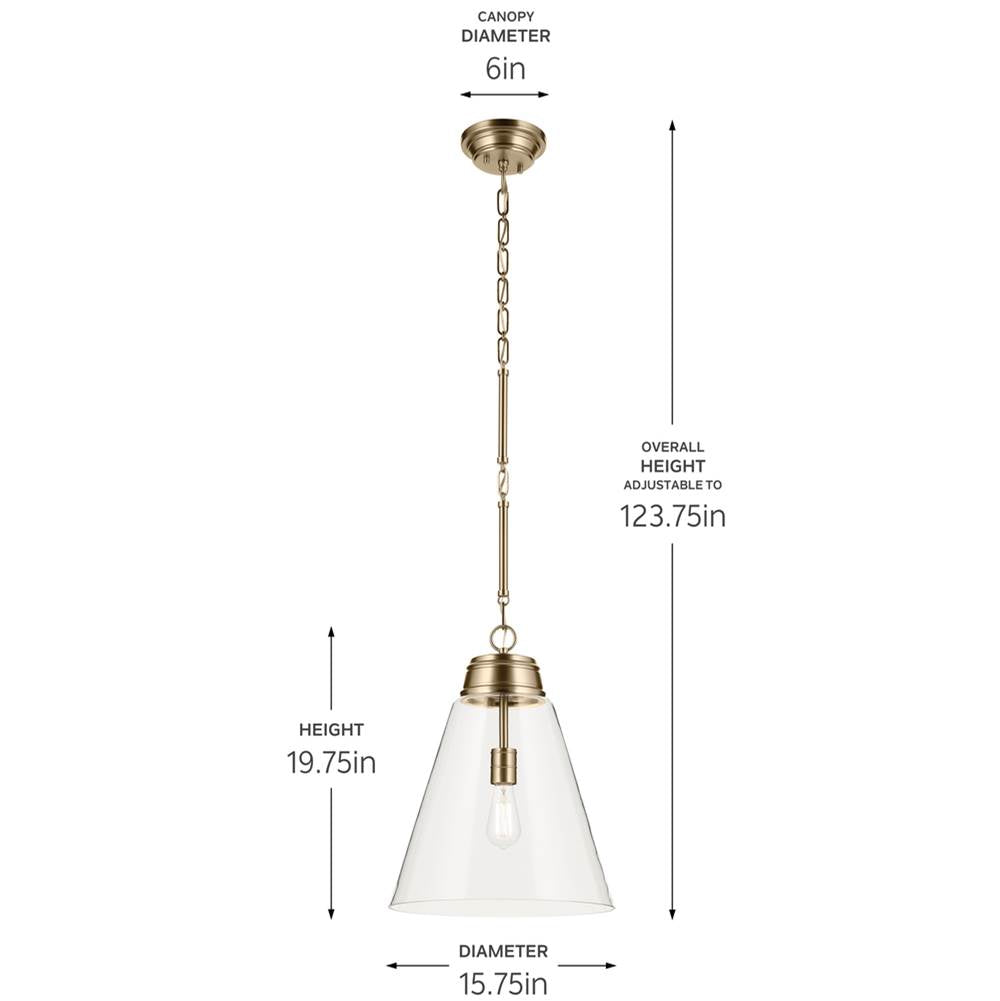 Kichler Lighting 52662CPZCLR Champagne Bronze Pendant Large 1lt Image 2