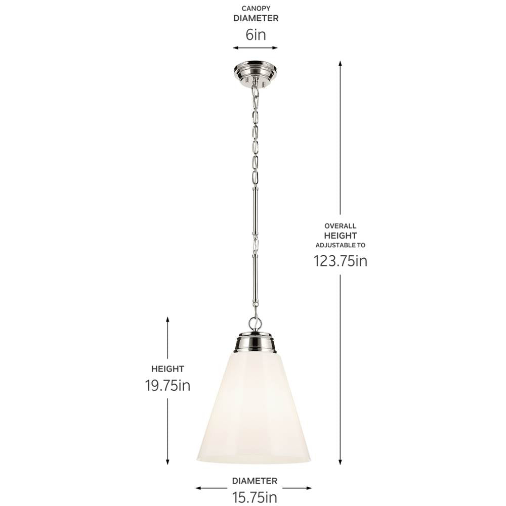 Kichler Lighting 52662PN Polished Nickel Pendant Large 1lt Image 2