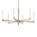 Kichler Lighting 52667PN Polished Nickel Sycara 36.25 Inch 6 Light Led Chandelier With Faceted Crystal In Polished Nickel Image 1