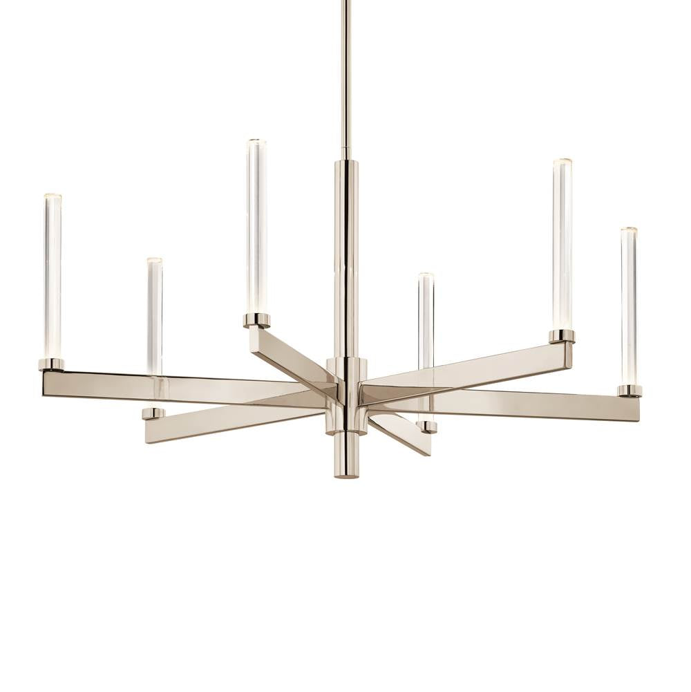 Kichler Lighting 52667PN Polished Nickel Sycara 36.25 Inch 6 Light Led Chandelier With Faceted Crystal In Polished Nickel Image 1