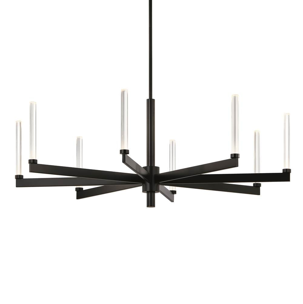 Kichler Lighting 52668BK Black Sycara 48.5 Inch 8 Light Led Chandelier With Faceted Crystal In Black Image 1