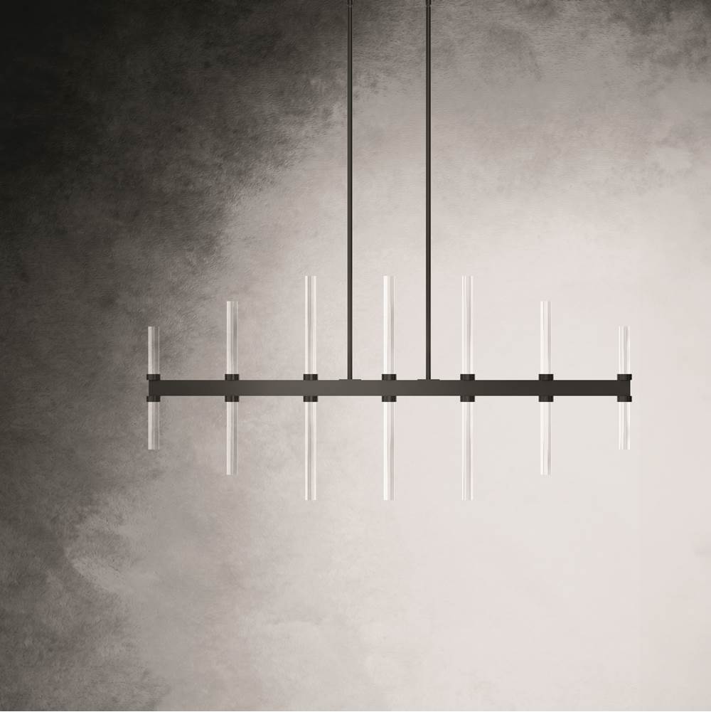 Kichler Lighting 52670BK Black Sycara 48.25 Inch 14 Light Led Linear Chandelier With Faceted Crystal In Black Image 2