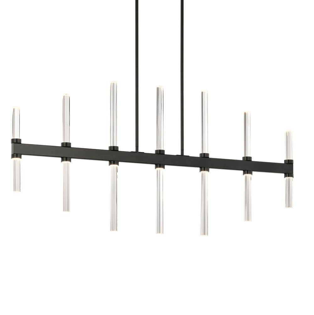Kichler Lighting 52670BK Black Sycara 48.25 Inch 14 Light Led Linear Chandelier With Faceted Crystal In Black Image 1