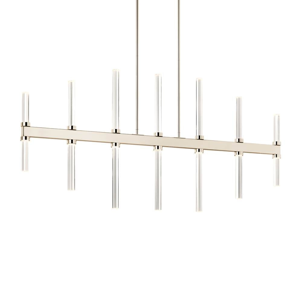Kichler Lighting 52670PN Polished Nickel Sycara 48.25 Inch 14 Light Led Linear Chandelier With Faceted Crystal In Polished Nickel Image 1