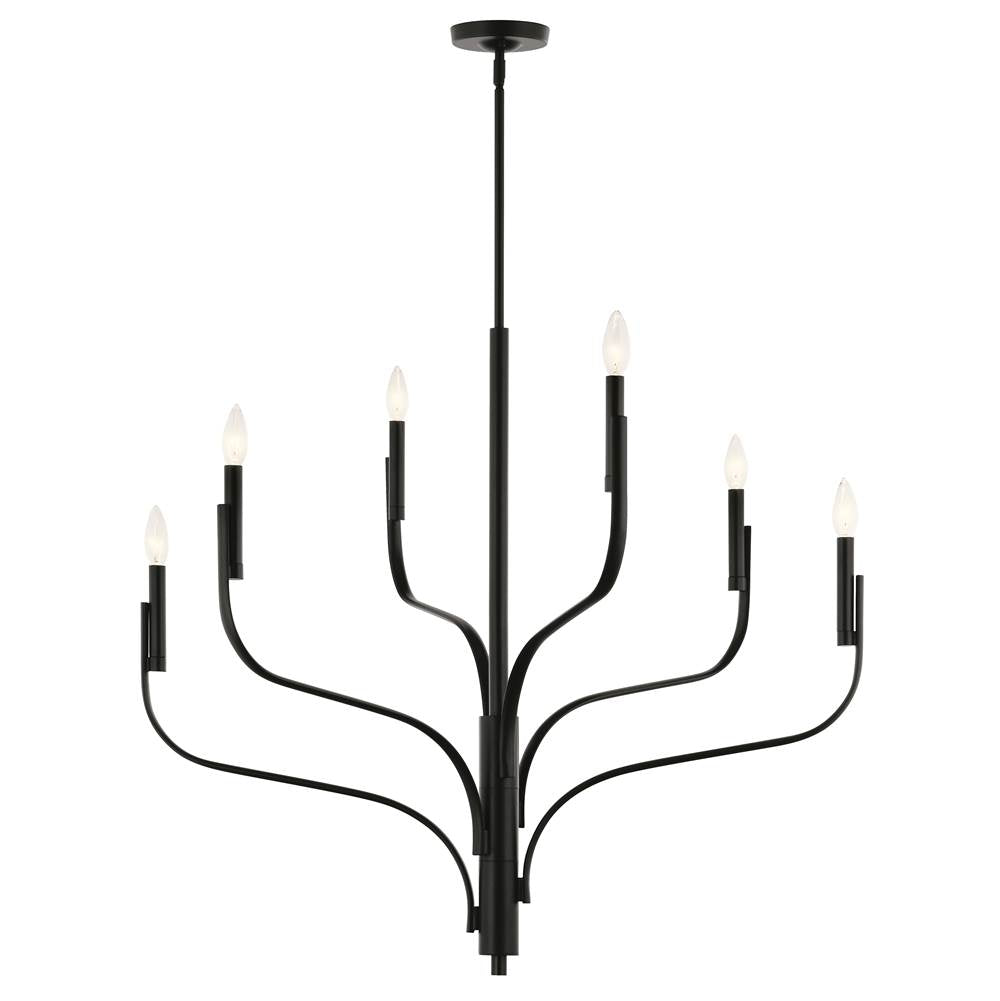 Kichler Lighting 52673BK Black Livadia 36.25 Inch 6 Light Chandelier In Black Image 1
