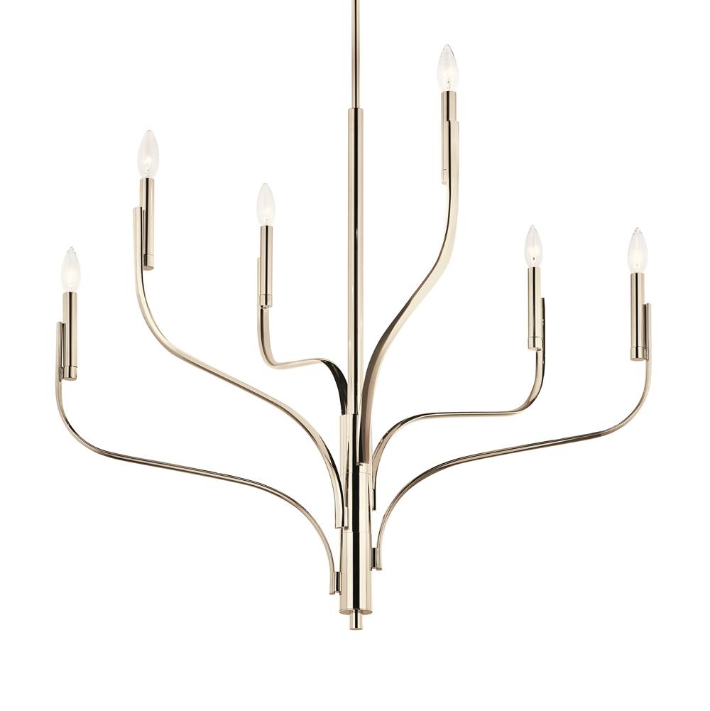 Kichler Lighting 52673PN Polished Nickel Livadia 36.25 Inch 6 Light Chandelier In Polished Nickel Image 1