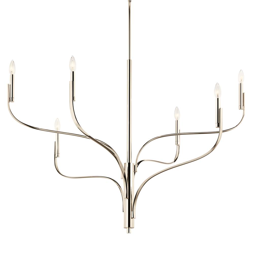Kichler Lighting 52674PN Polished Nickel Livadia 47.25 Inch 6 Light Chandelier In Polished Nickel Image 1