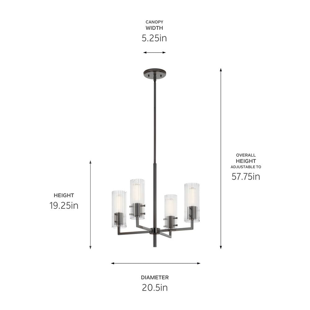 Kichler Lighting 52678BK Black Velestino 20.5'' 4-light Chandelier In Black Image 2