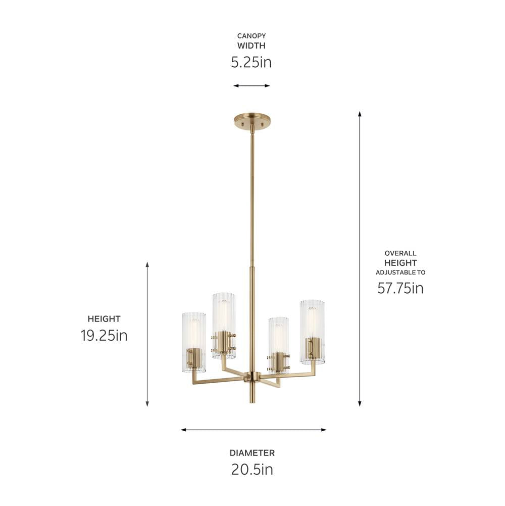 Kichler Lighting 52678CPZ Champagne Bronze Velestino 20.5'' 4-light Chandelier In Champagne Bronze Image 2