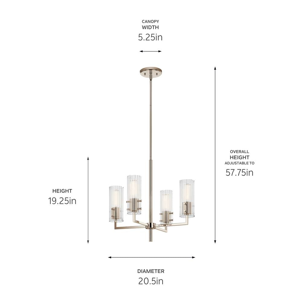 Kichler Lighting 52678PN Polished Nickel Velestino 20.5'' 4-light Chandelier In Polished Nickel Image 2