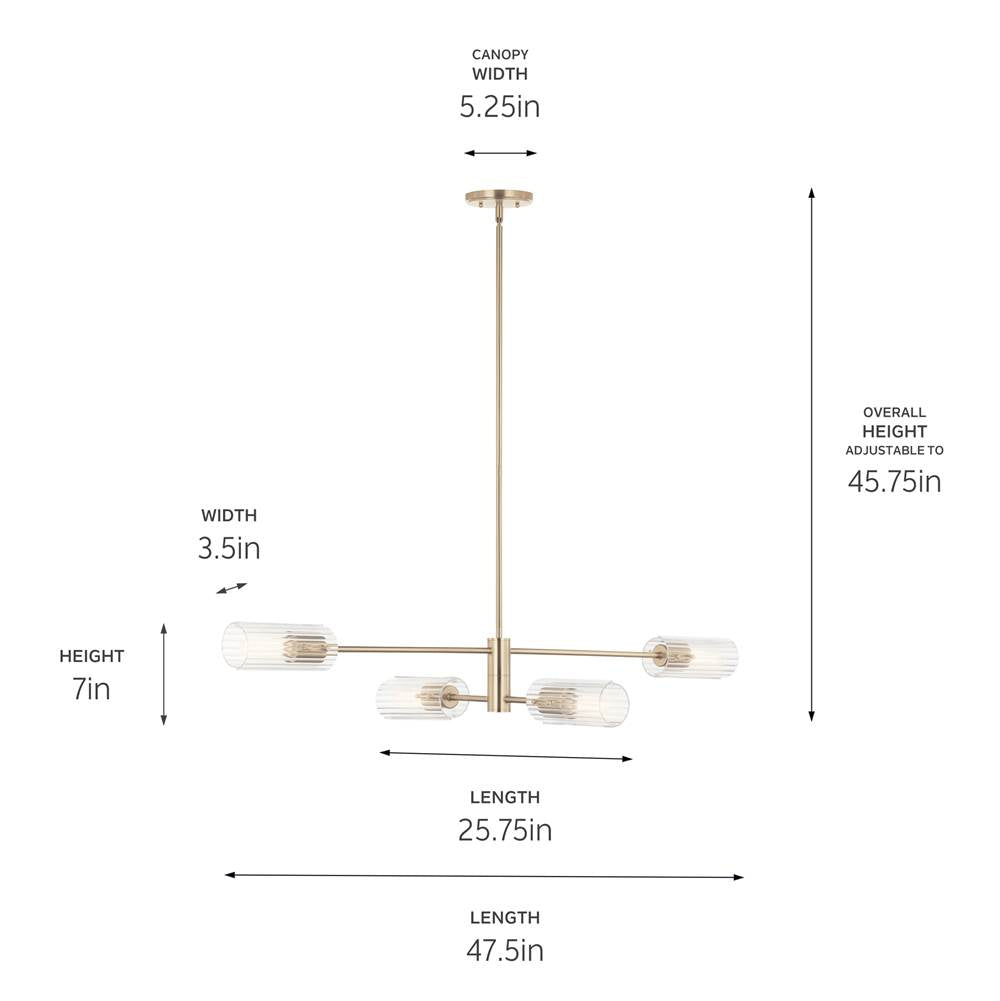 Kichler Lighting 52681CPZ Champagne Bronze Velestino 47.50'' 4-light Linear Chandelier In Champagne Bronze Image 2