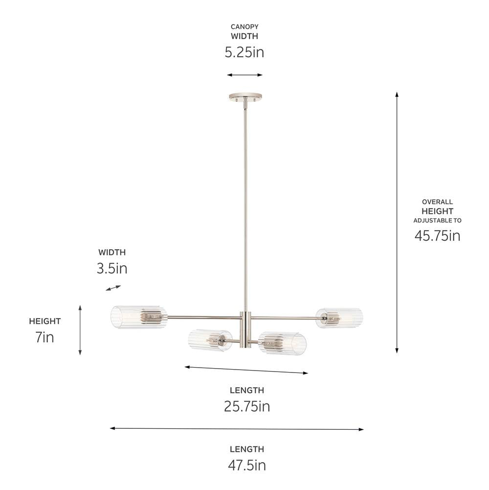 Kichler Lighting 52681PN Polished Nickel Velestino 47.50'' 4-light Linear Chandelier In Polished Nickel Image 2