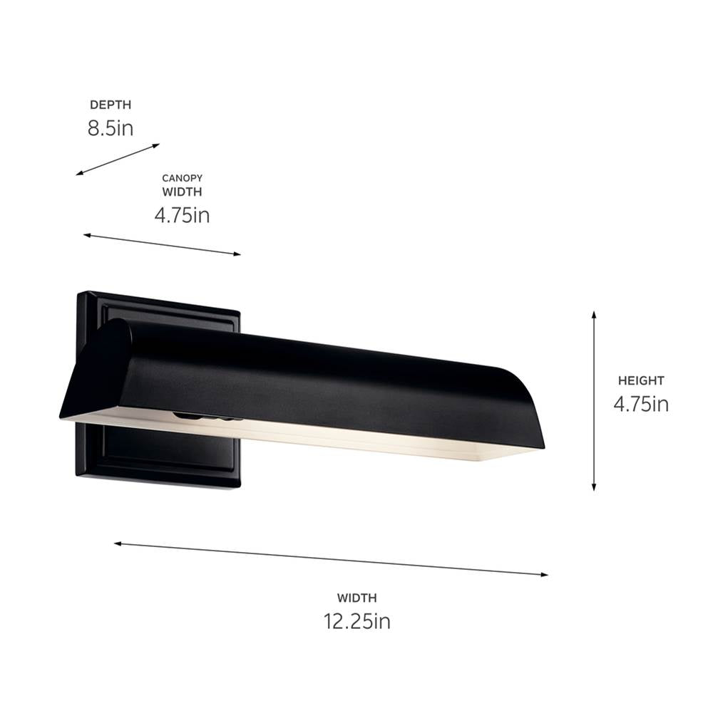 Kichler Lighting 52684BK Black Carston 12 Inch 1 Light Picture Light In Black Image 2