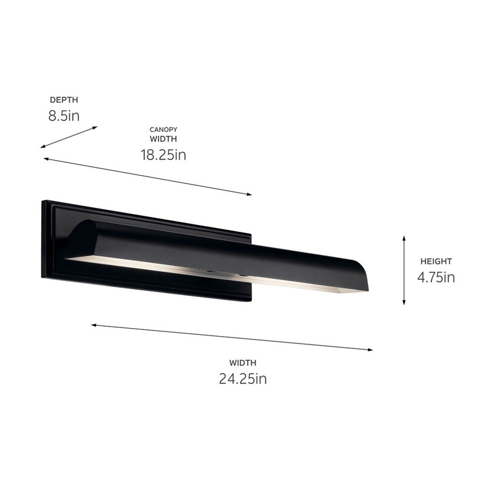 Kichler Lighting 52686BK Black Carston 24 Inch 2 Light Picture Light In Black With White Interior Image 2