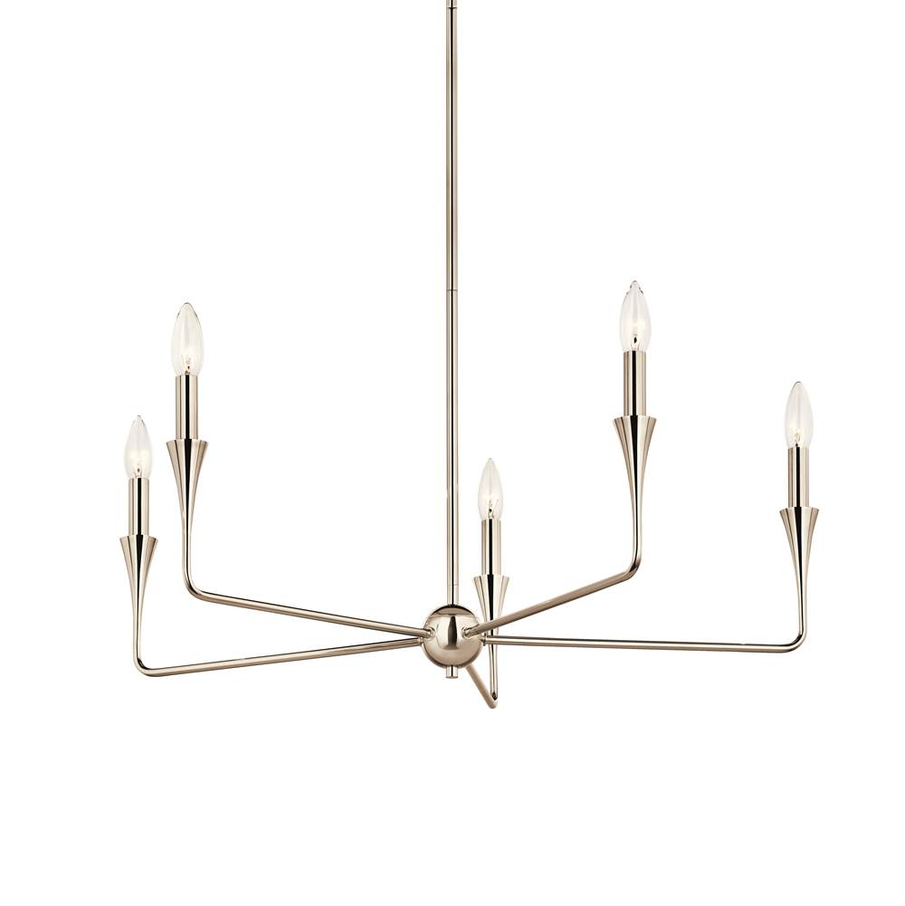 Kichler Lighting 52689PN Polished Nickel Alvaro 30 Inch 5 Light Chandelier In Polished Nickel Image 1