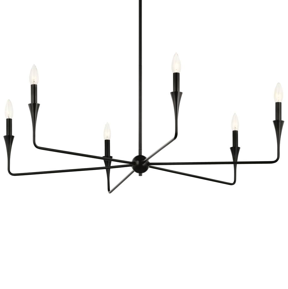 Kichler Lighting 52690BK Black Alvaro 40 Inch 6 Light Chandelier In Black Image 1