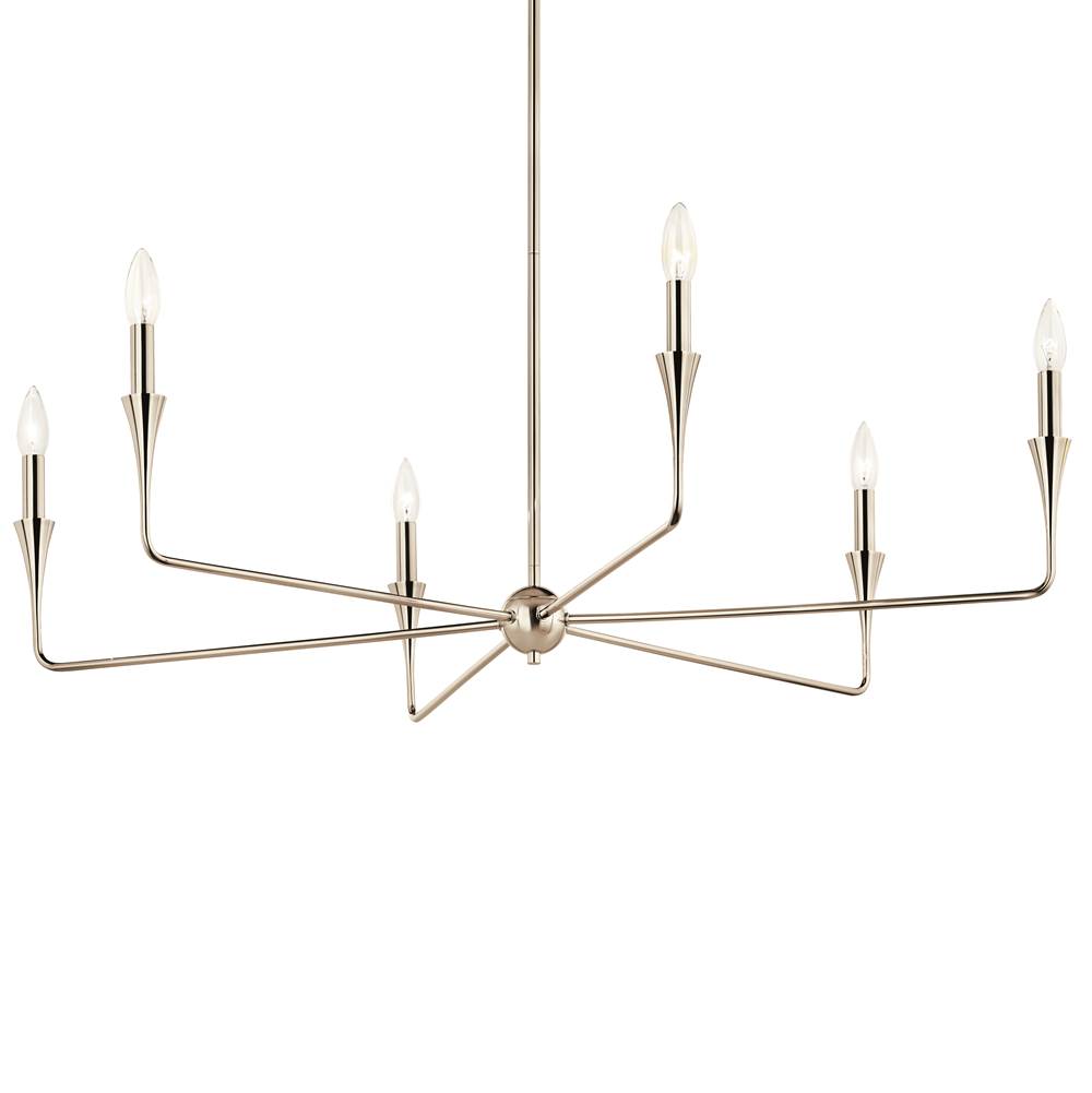 Kichler Lighting 52690PN Polished Nickel Alvaro 40 Inch 6 Light Chandelier In Polished Nickel Image 1